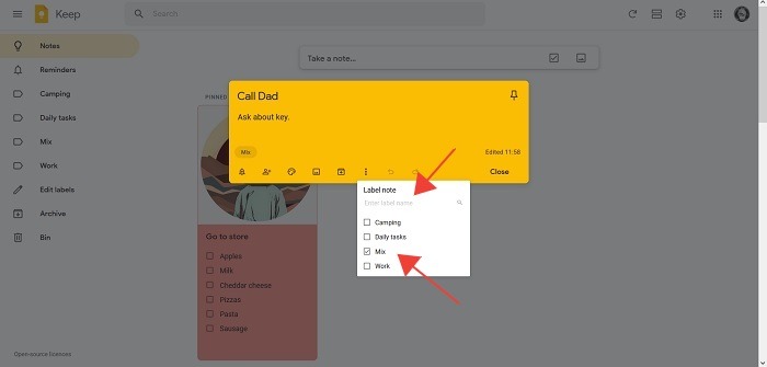 Best Google Keep Tips Desktop Select Labels