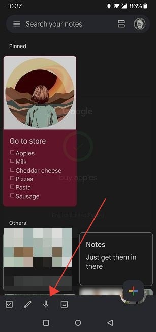 Best Google Keep Tips Mic Icon