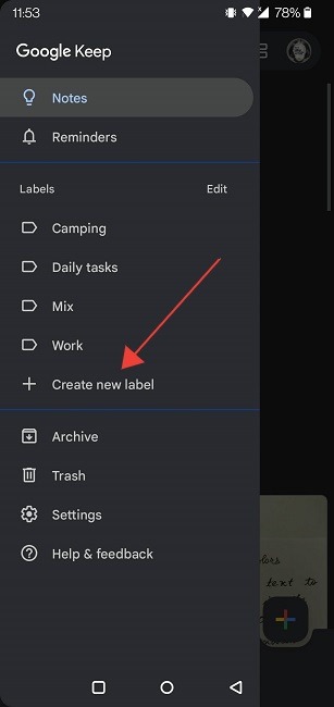 Best Google Keep Tips Mobile Create New Label