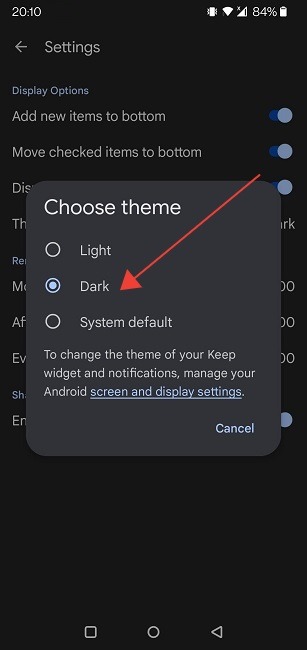 Best Google Keep Tips Mobile Dark Mode Enabled