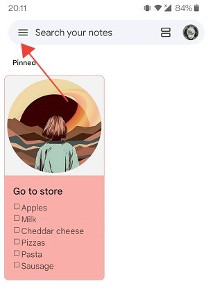 Best Google Keep Tips Mobile Main Menu