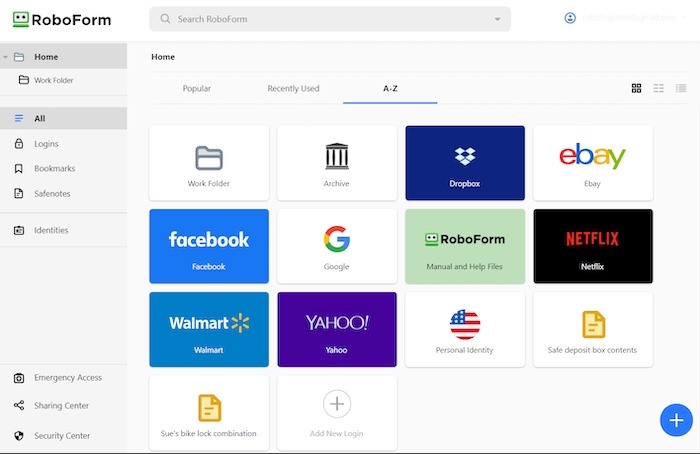 Best Password Manager Roboform Startscreen