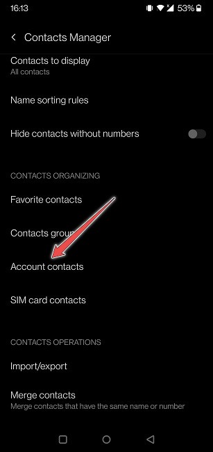 Change Default Account Contacts Mobile Account Contacts