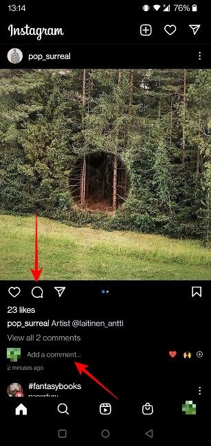 Comments Instagram Mobile Comment Options
