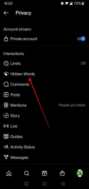 Comments Instagram Mobile Hiidden Words