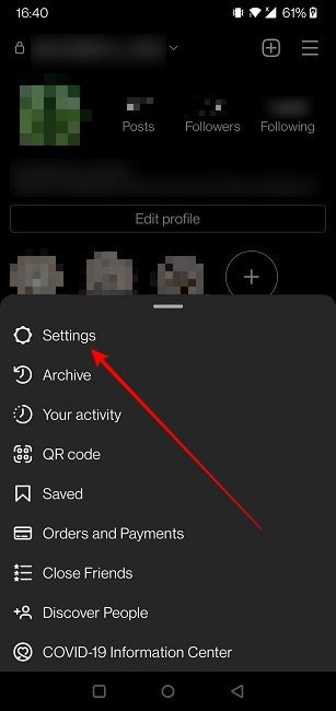 Comments Instagram Mobile Settings Select