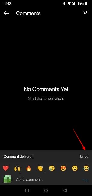 Comments Instagram Mobile Undo