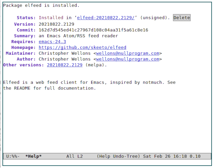 Emacs Rss 05 Elfeed Installed