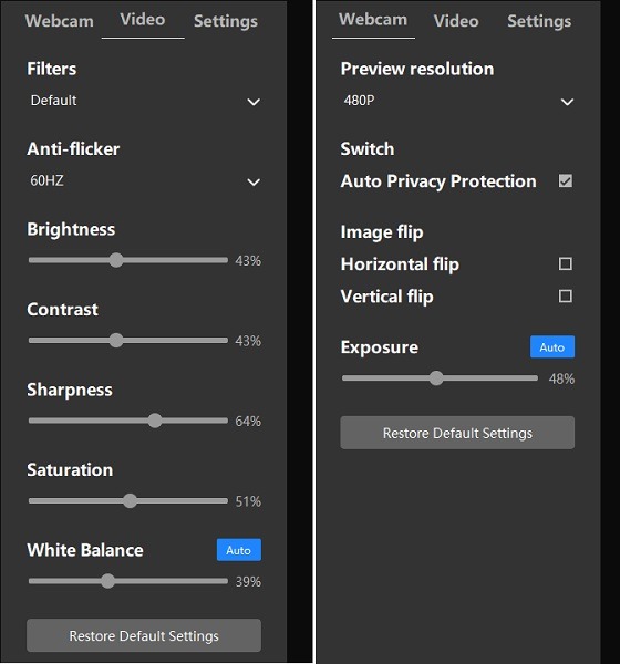 Emeet C970 Webcam Review App Settings