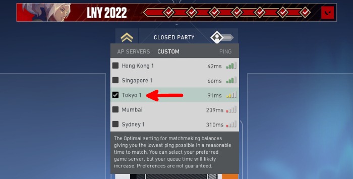 Exitlag Valorant Server Selected 1