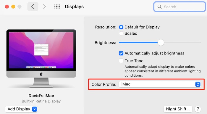 External Monitor Not Working Color Profile