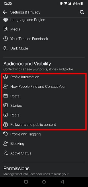 Facebook Phishing Mobile Audience Visibility
