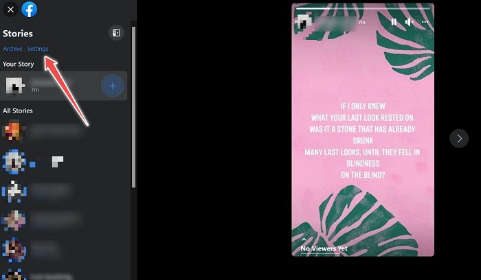 Facebook Stories Desktop Posted Story Settings