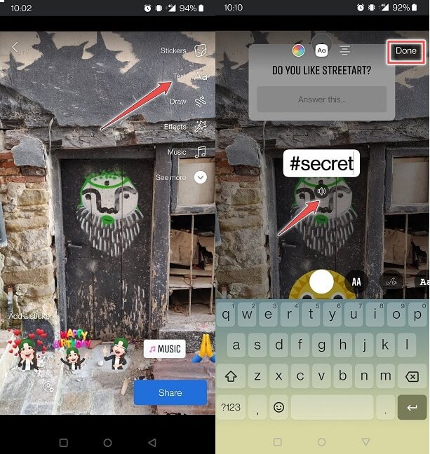 Facebook Stories Mobile Adding Text