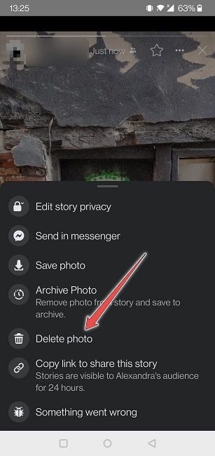 Facebook Stories Mobile Delete