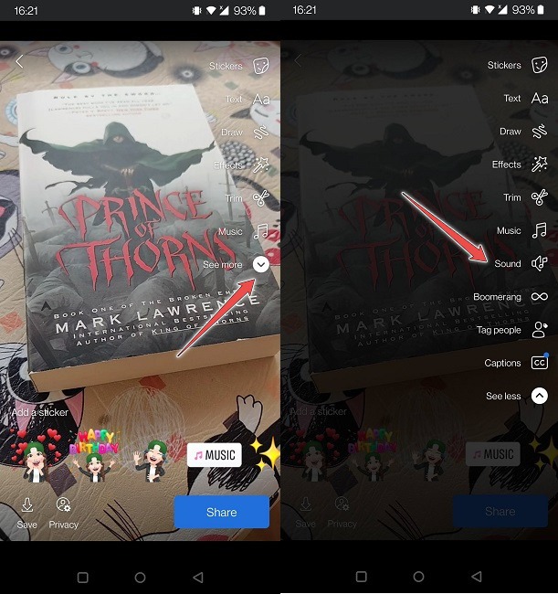 Facebook Stories Video Sound Option