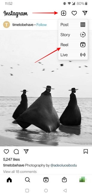 Instagram Reels Voice Create Reel