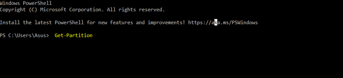 Powershell Get Partition Command