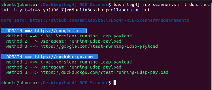 bash apache log4j scanner test scan