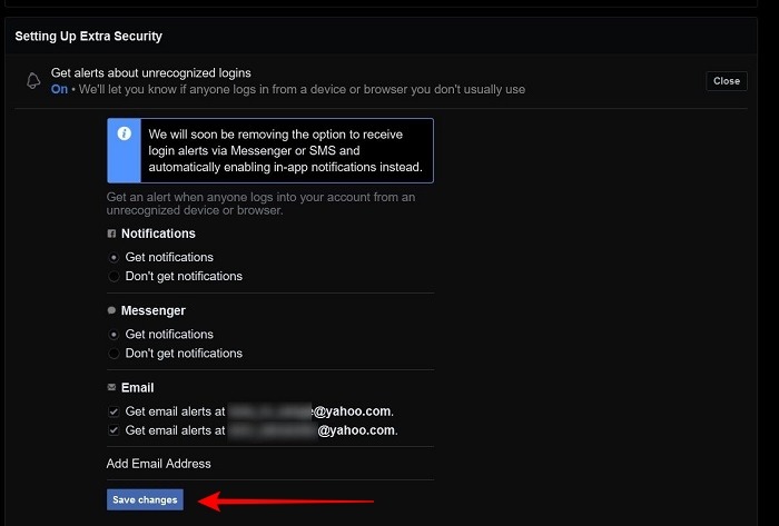 Secure Facebook Desktop Alerts Preferences
