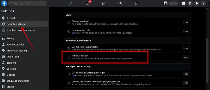 Secure Facebook Desktop Authorized Devices