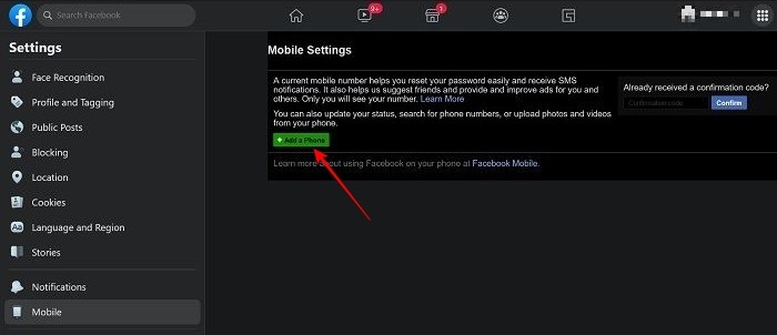 Secure Facebook Desktop Enable Texts