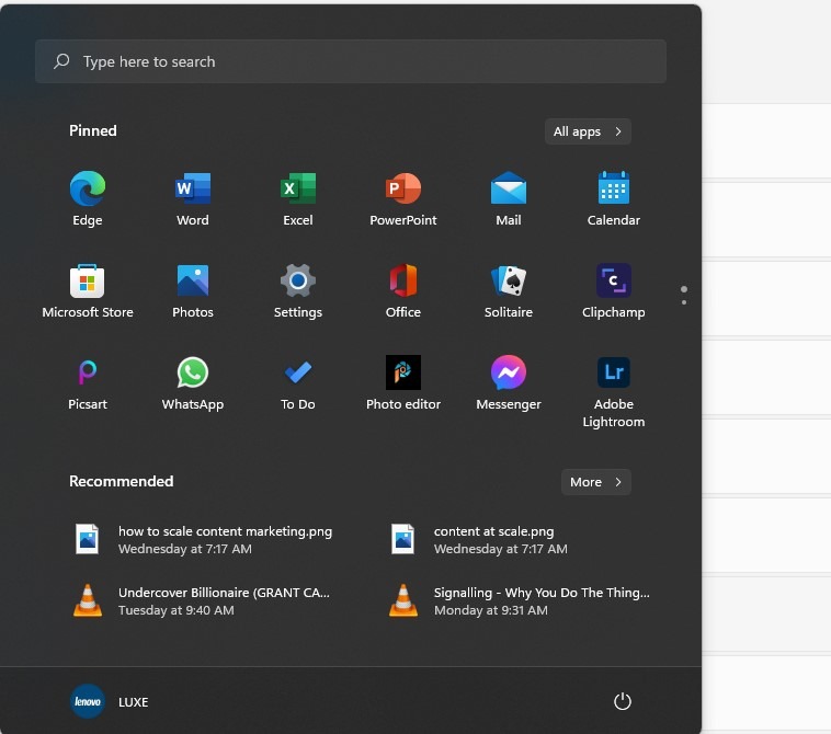 Start Page Screenshot