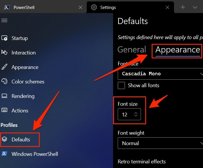 Windows Terminal Settings Profile Appearance