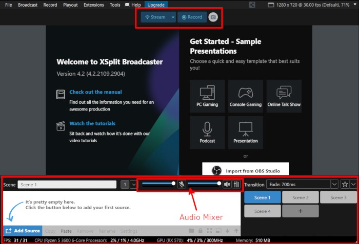 Xsplit Broadcaster Interface 1 1
