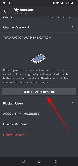 2fa Social Apps Discord Mobile Enable Option
