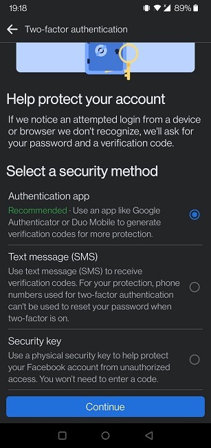 2fa Social Apps Fb Mobile Select