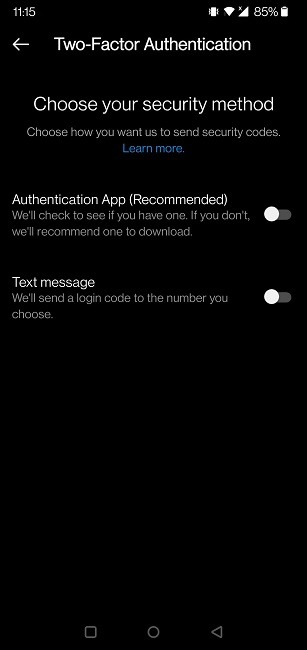 2fa Social Apps Instagram Mobile Options