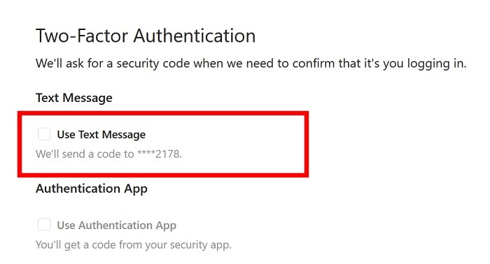 2fa Social Apps Instagram Pc Use Text Message