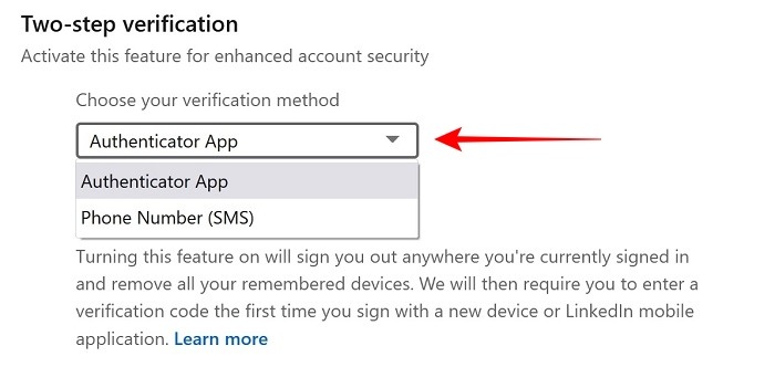 2fa Social Apps Linkedin Pc Select Method