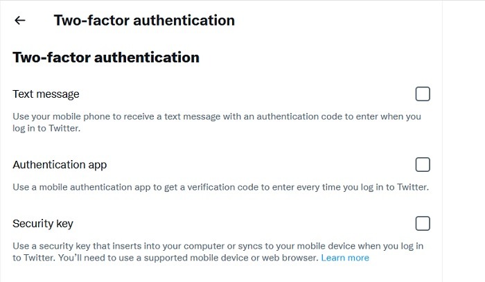 2fa Social Apps Twitter Pc Select Options
