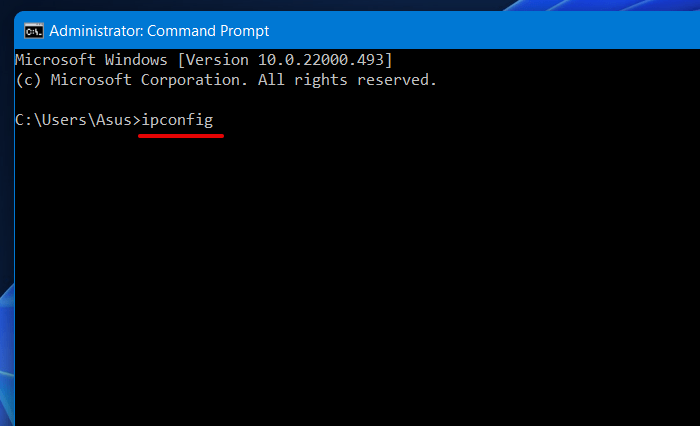 Administrator Command Prompt Ipconfig