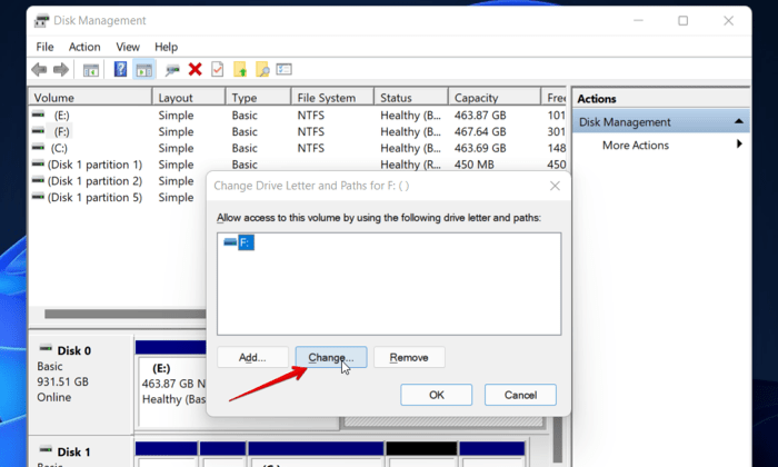 Change Drive Letter Button