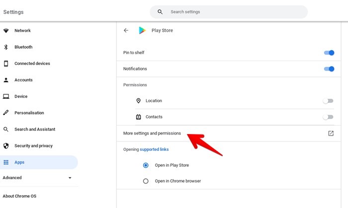 Chromebook Apps Settings