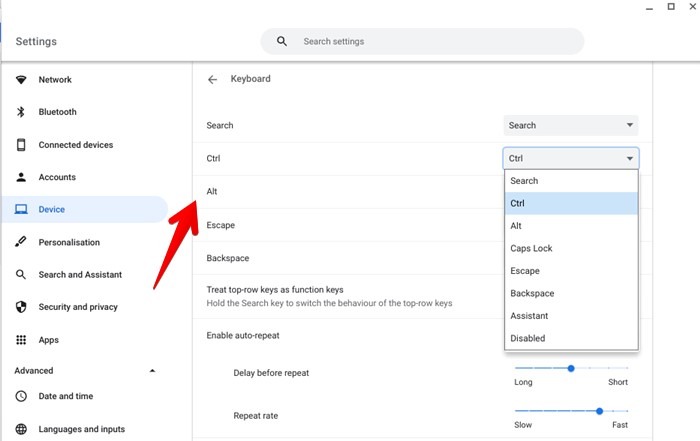 Chromebook Remap Keys
