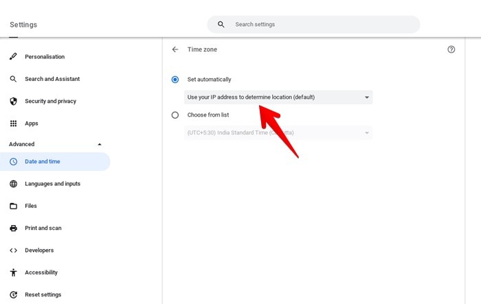 Chromebook Time Zone Automatic