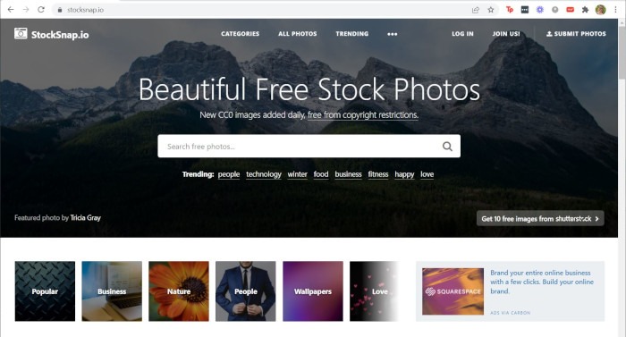 Creative Commons Stocksnap Site