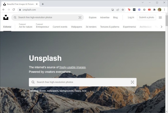 Creative Commons Unsplash Site
