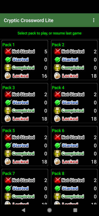 Crossword Games Crossword Cryptic Menu