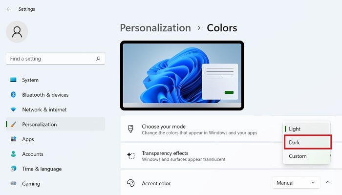 Dark Mode Windows Windows11 Choose Your Mode Dark