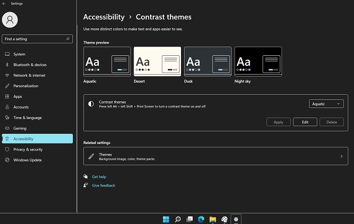 Dark Mode Windows Windows11 Contrast Themes Aquatic Enabled
