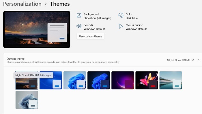 Dark Mode Windows Windows11 Installed Night Skies Premium