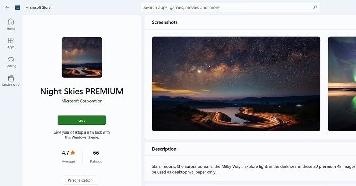 Dark Mode Windows Windows11 Microsoft Store Themes Night Skies Premium