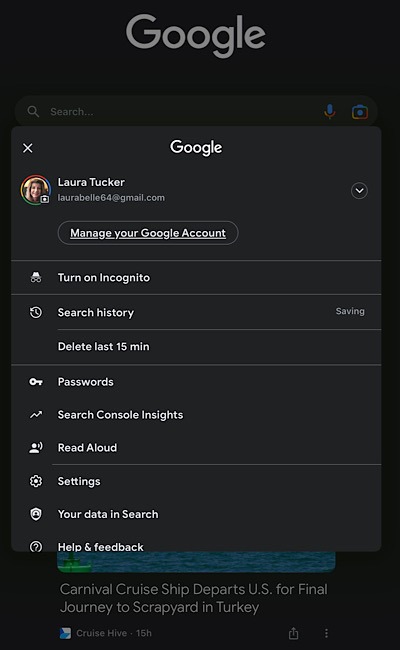 Delete Google Search History Android 15 Minutes