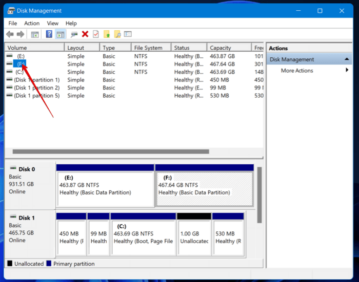 Disk Management Select Drive